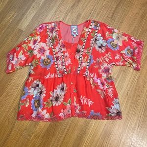 NWT Johnny Was Ramona Button Down Top MTB Size Large Style C15020B4 $250